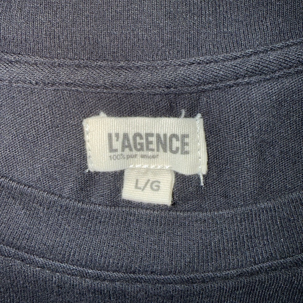 L'Agence Cory Black Premium Cotton Scoop Neck Tee Shirt Large Made in USA Luxury - Picture 2 of 7